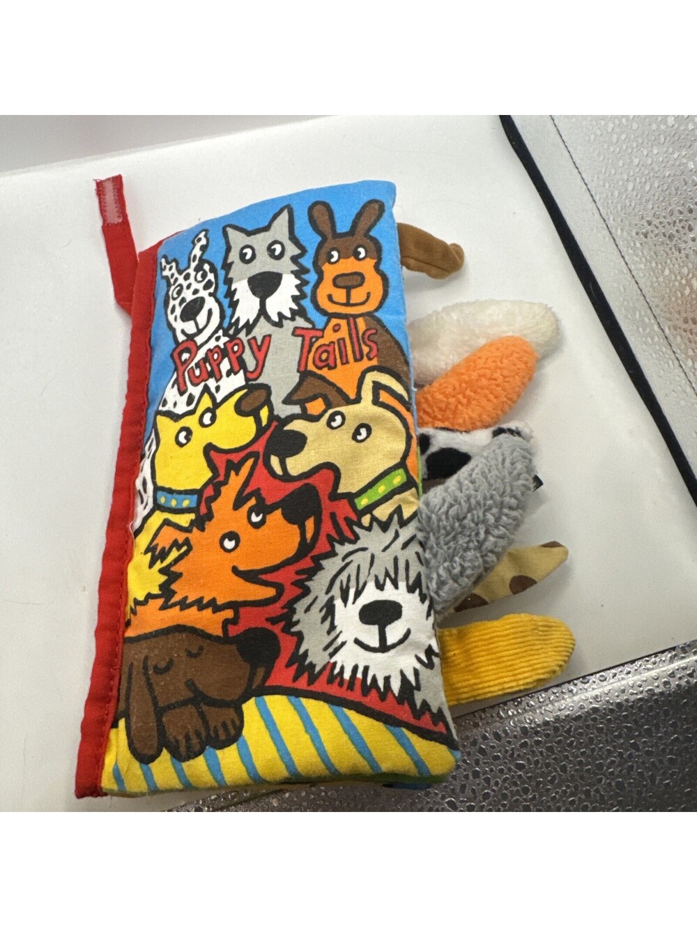 Jellycat PUPPY TAILS Soft Sensory Plush Crinkle Busy Book Infant Interactive